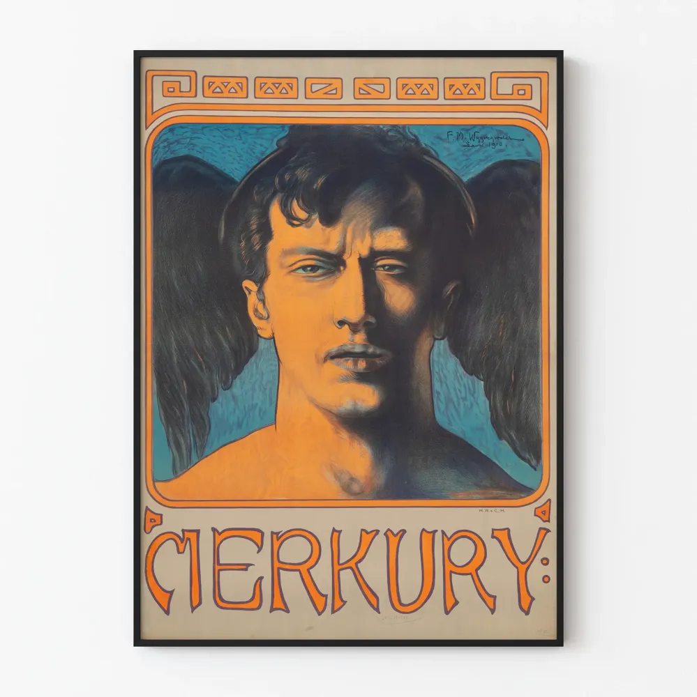 Koristejuliste vintage Merkury, suunnitellut F.M. Wygrzywalski