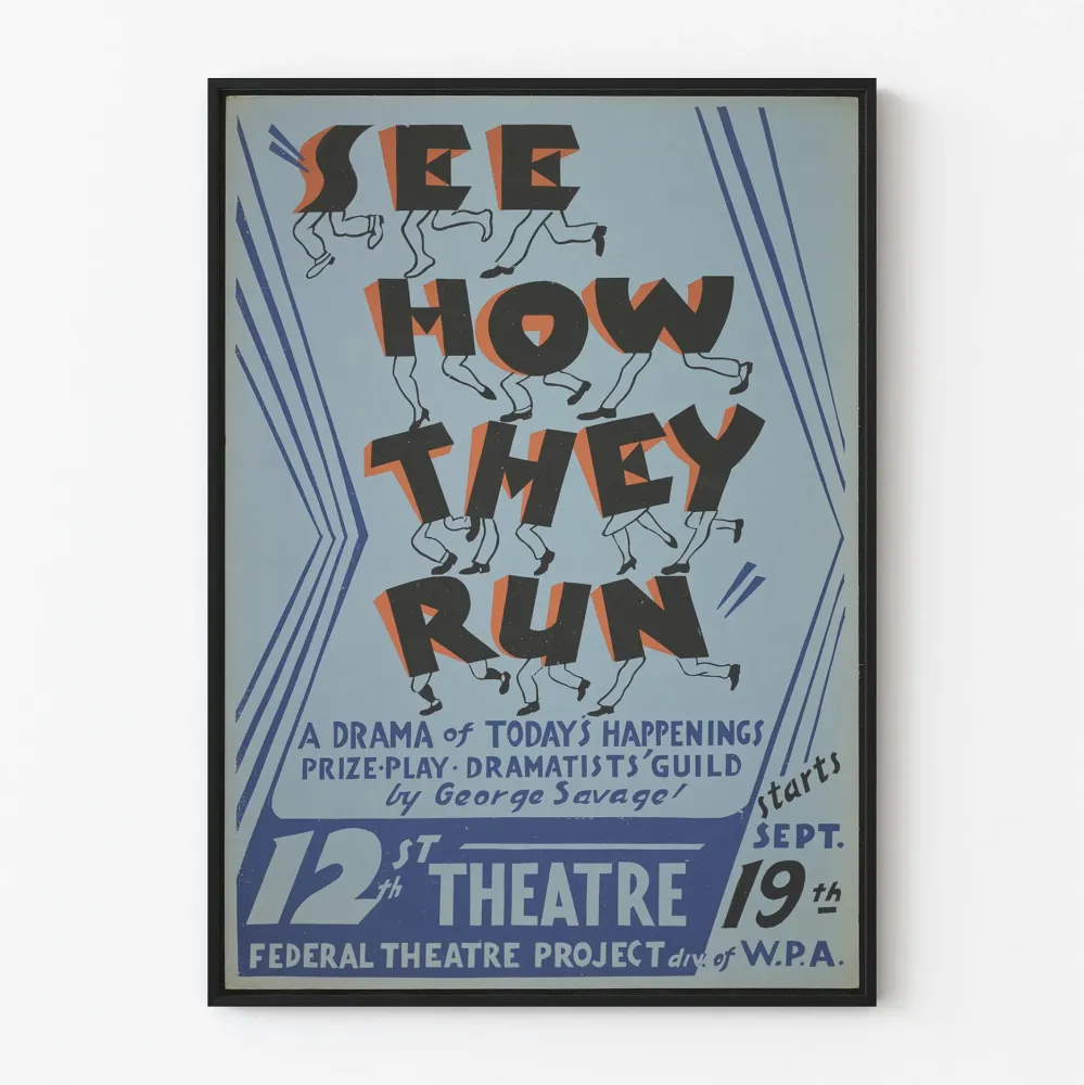 Koristejuliste vintage Nä he juoksevat teatteri