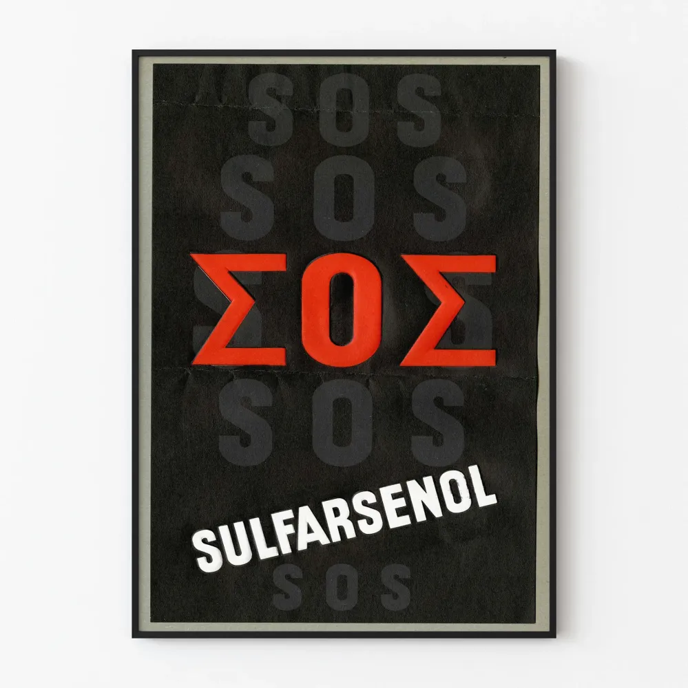 Koristejuliste vintage Sulfarsenol SOS