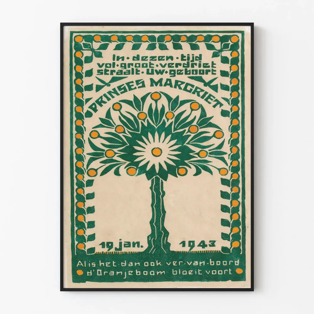 Koristejuliste vintage syntymästä Prinsessa Margriet 1943