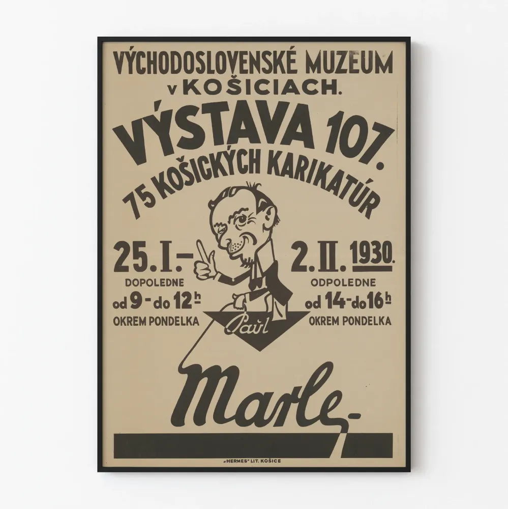 Kosicen 1930 karikatyyrinäyttelyn vintagejuliste