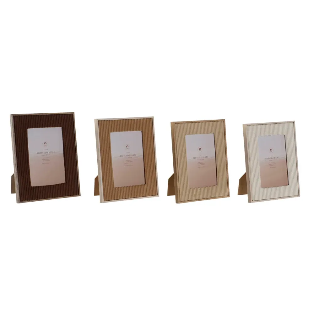 Kuvakehys Home ESPRIT Valkoinen Ruskea Beige Vaaleanruskea Sametti Kristalli Moderni 16 x 2 x 21 cm (4 osaa)
