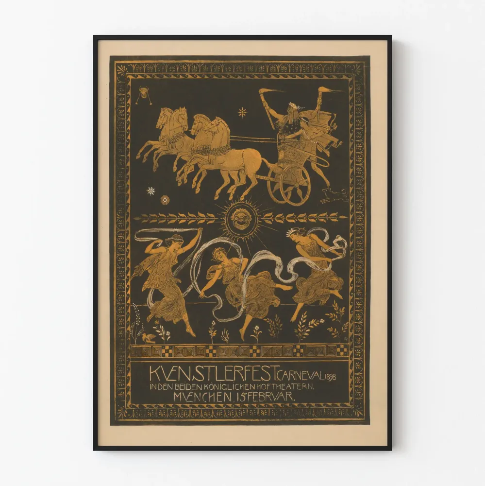 Kuvitus seinäkoriste Karnaval 1898 München-tyylinen antiikki juliste