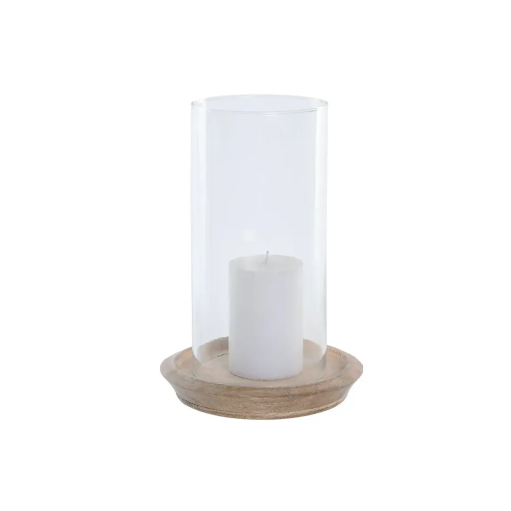 Kynttilänjalka Home ESPRIT Ruskea Luonnollinen Kristalli Mangopuu 19 x 19 x 26 cm (2 osaa)