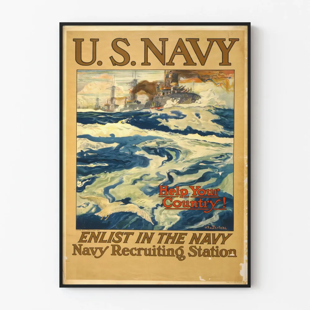 U.S. Laivaston vintage-työpaikkailmoitus - Auta maatasi