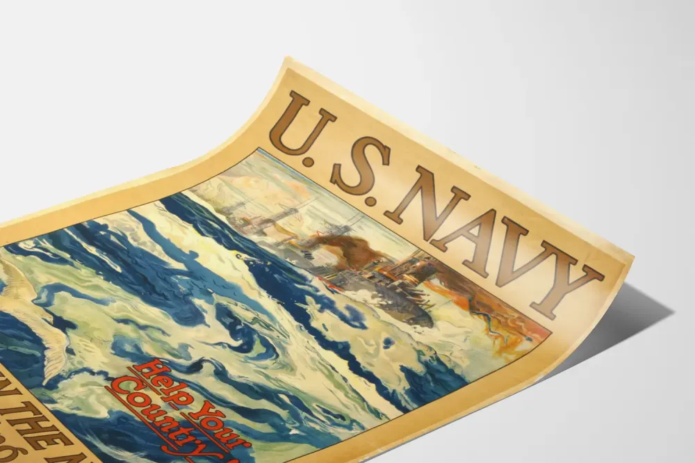 U.S. Laivaston vintage-työpaikkailmoitus - Auta maatasi