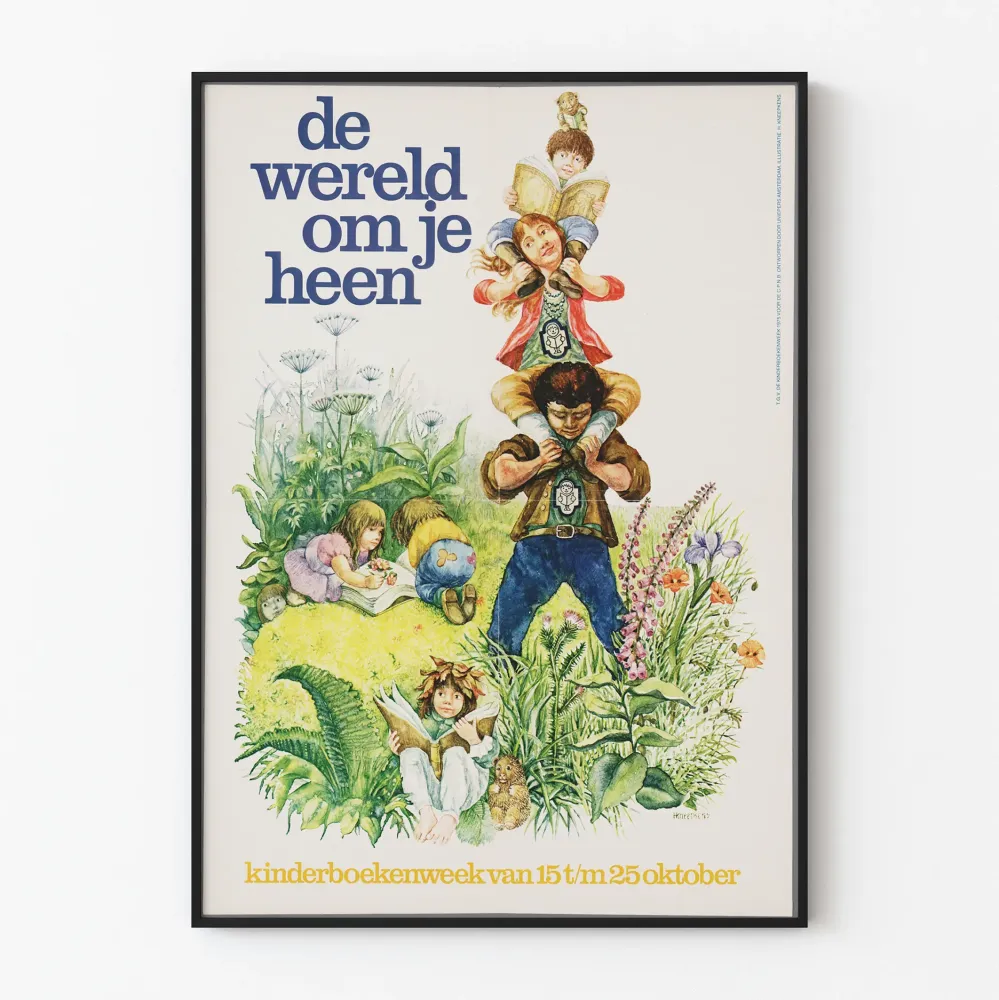 Lasten vintage-seinätaulu "De Wereld Om Je Heen"