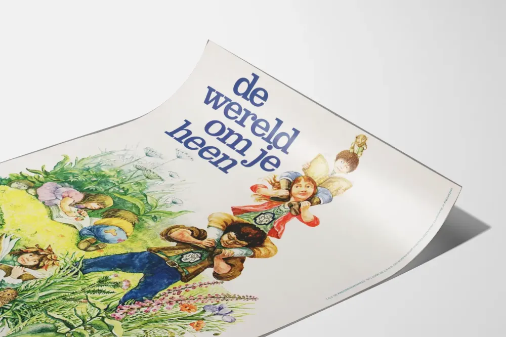 Lasten vintage-seinätaulu "De Wereld Om Je Heen"