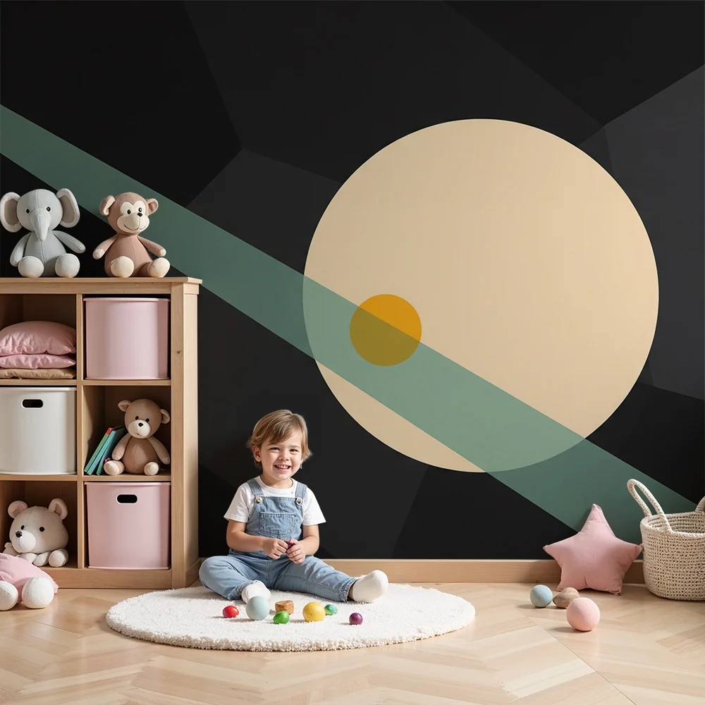 Lastenhuoneen tapetti | Abstrakti avaruusteema geometrisilla muodoilla
