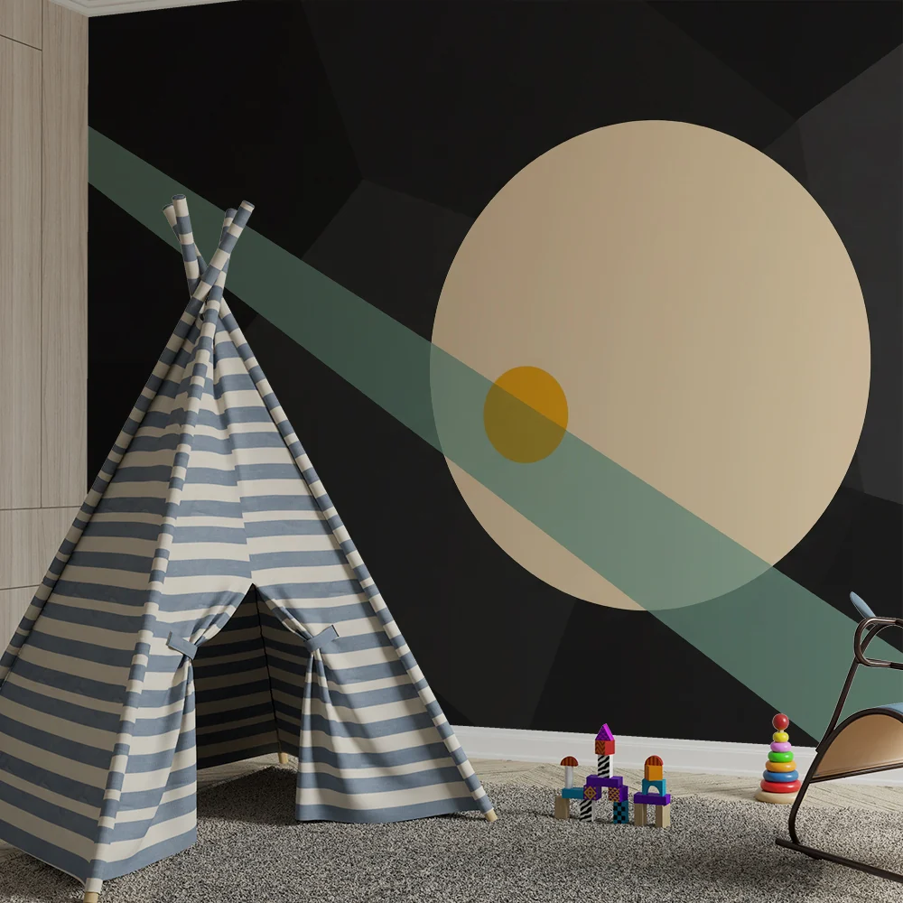 Lastenhuoneen tapetti | Abstrakti avaruusteema geometrisilla muodoilla