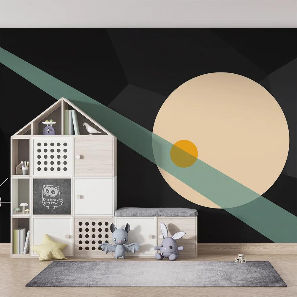 Lastenhuoneen tapetti | Abstrakti avaruusteema geometrisilla muodoilla