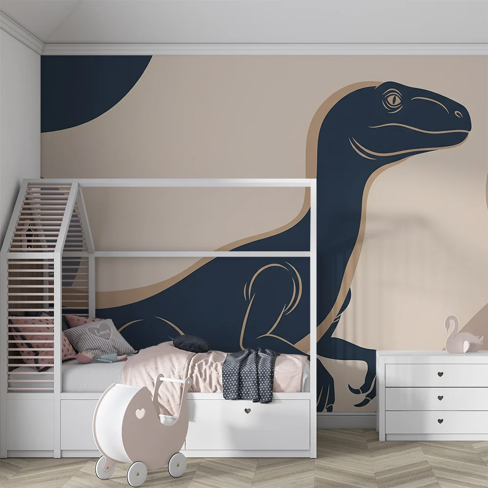 Lastenhuoneen tapetti | Abstraktin taustan stilisoitu dinosaurus