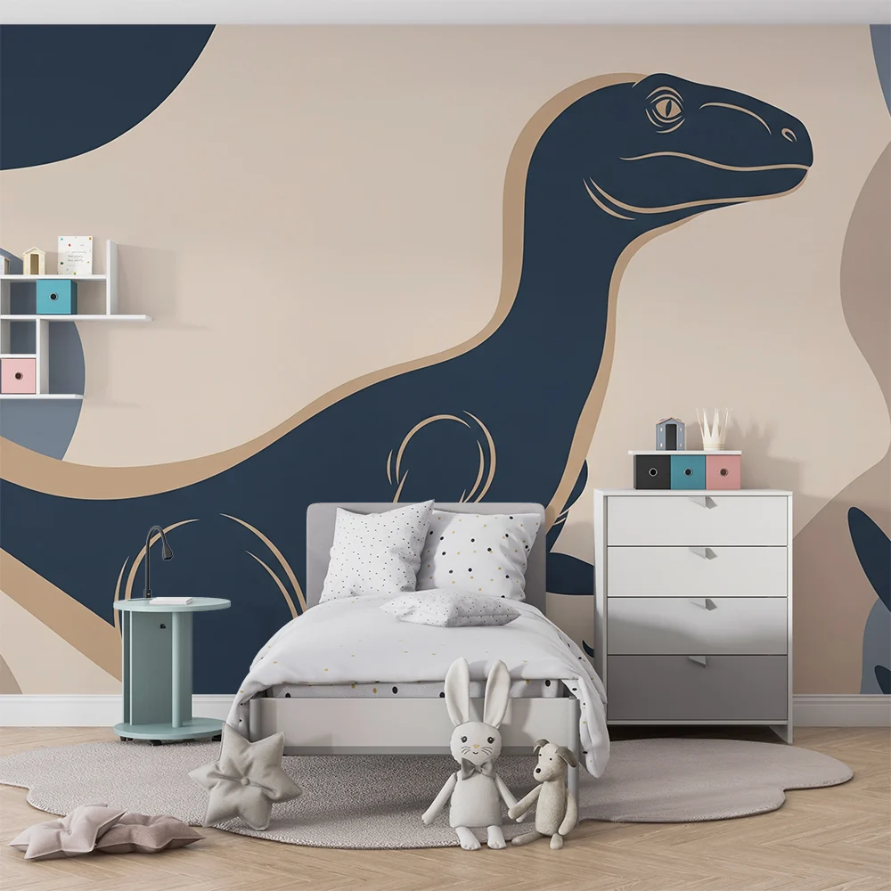 Lastenhuoneen tapetti | Abstraktin taustan stilisoitu dinosaurus