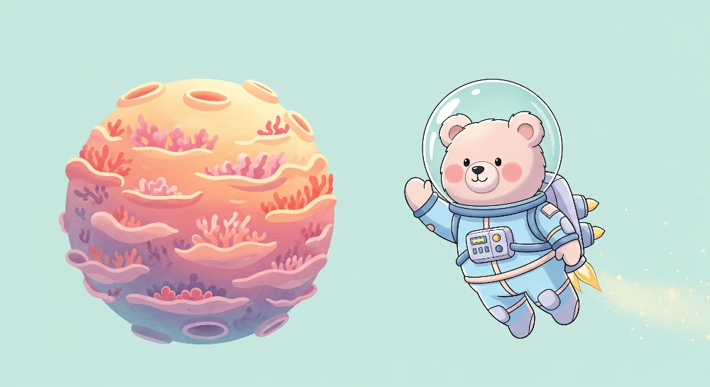Lastenhuoneen tapetti | Astronautti karhu tutkii värikästä merenalaismaailmaa