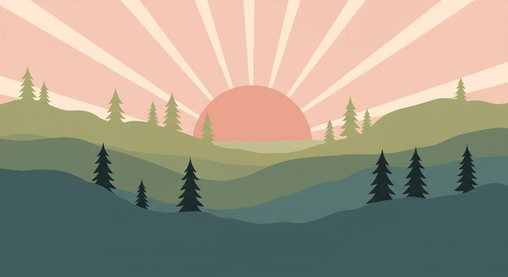 Lastenhuoneen tapetti | Auringonnousu vihreillä kukkuloilla