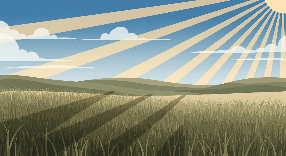 Lastenhuoneen tapetti | Aurinkoinen maisema pelloilla ja kukkuloilla