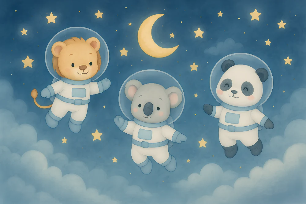 Lastenhuoneen tapetti | Avaruuden astronauttieläimet