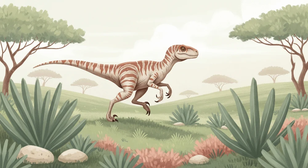 Lastenhuoneen tapetti | Dinosauruksen juoksu esihistoriallisessa maisemassa