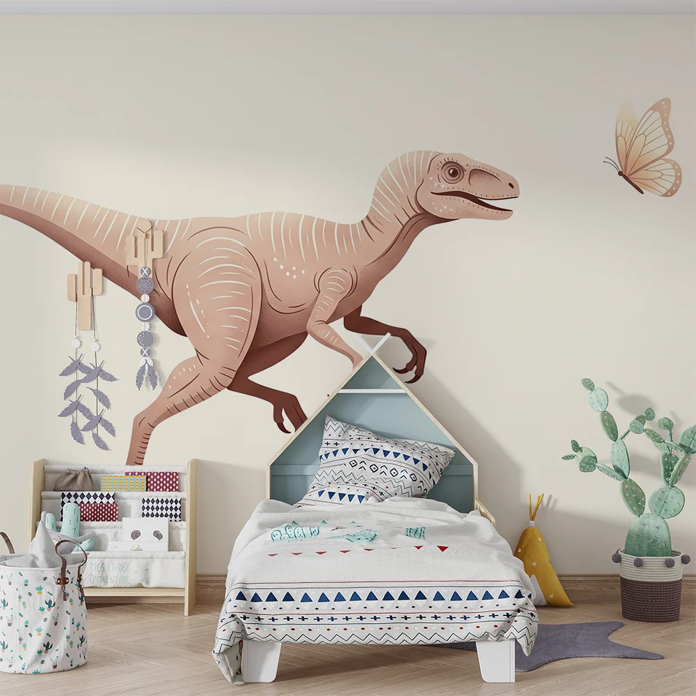 Lastenhuoneen tapetti | Dinosauruksia ja perhosia fantastisessa maailmassa