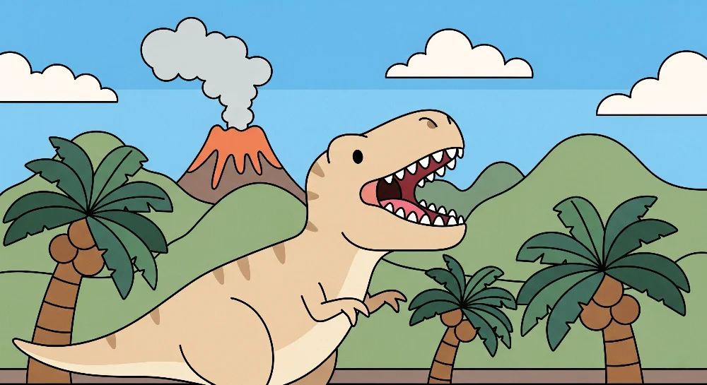 Lastenhuoneen tapetti | Dinosauruksia sisältävä esihistoriallinen maisema