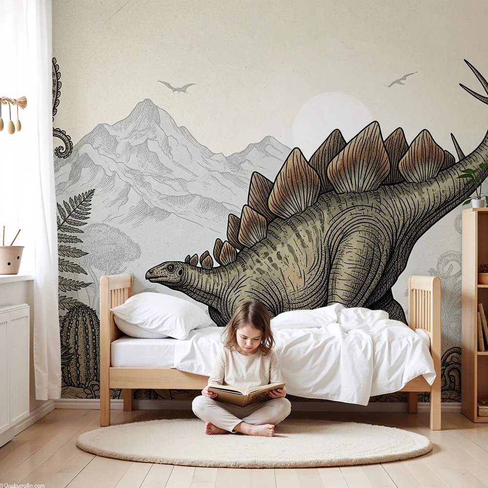 Lastenhuoneen tapetti | Dinosauruksia vintage-tyylillä