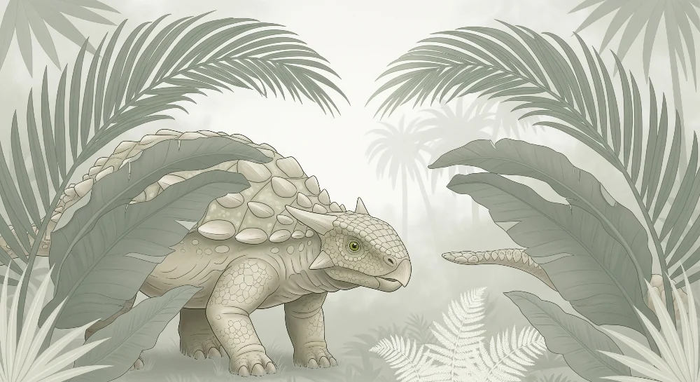 Lastenhuoneen tapetti | Söpö dinosaurus trooppisen viidakon keskellä