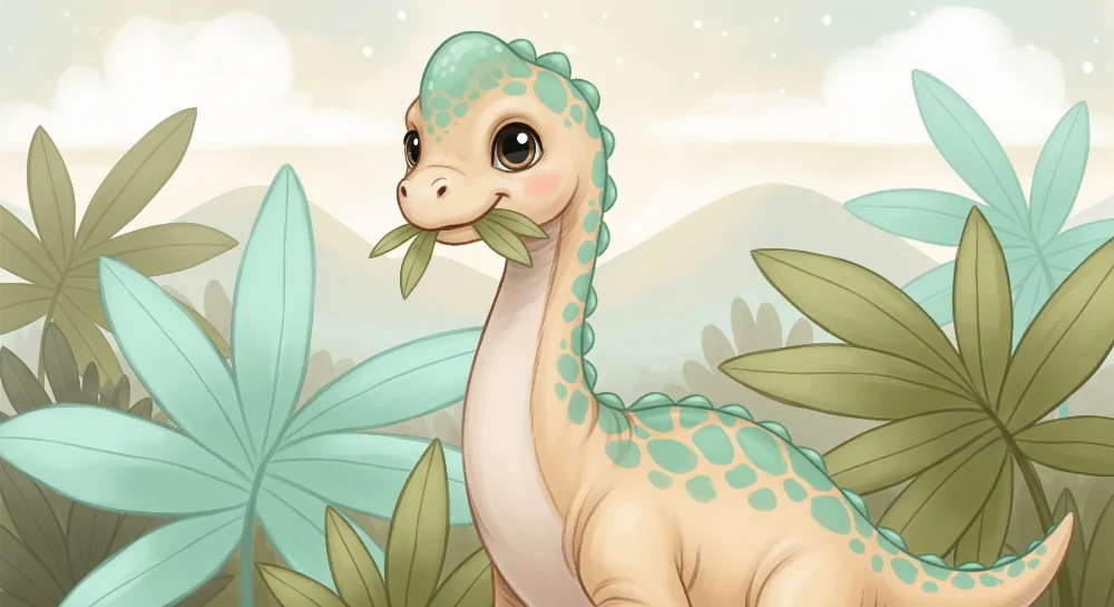Lastenhuoneen tapetti | Söpö dinosaurus trooppisten lehtien kanssa