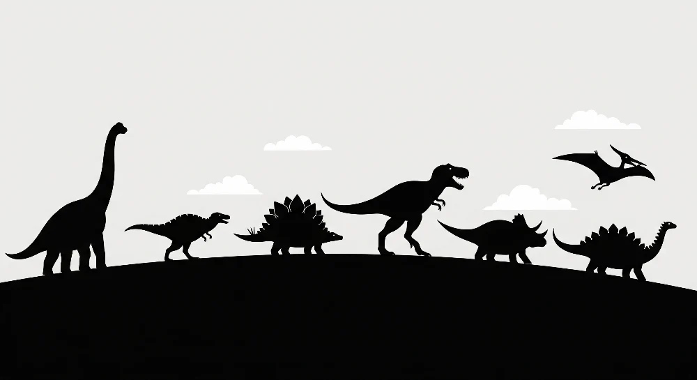 Lastenhuoneen tapetti | Dinosaurusten siluetteja pilvitaustalla