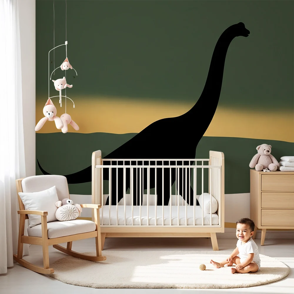 Lastenhuoneen tapetti | Diplodocus vihreän ja keltaisen välissä
