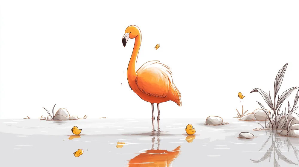 Lastenhuoneen tapetti | Flamingo ja sorsat vesimaisemassa