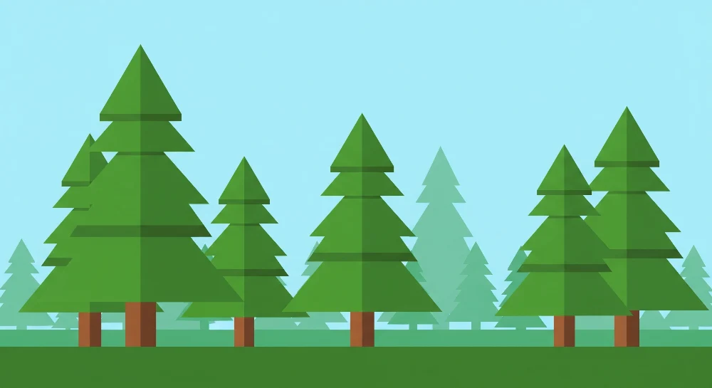 Lastenhuoneen tapetti | Geometrinen metsä kuviolla ja tyylitellyillä kuusilla