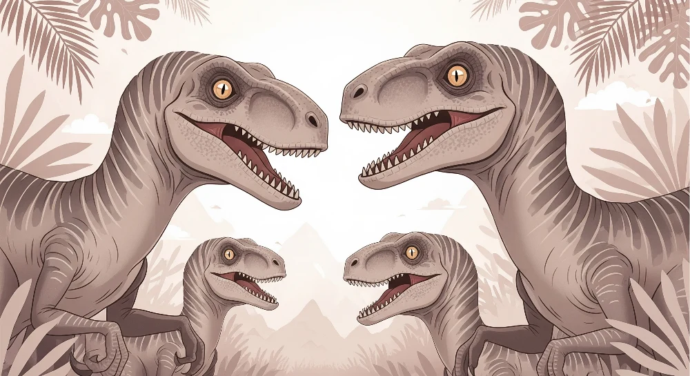 Lastenhuoneen tapetti | Hauska dinosaurus esihistoriallisessa ympäristössä