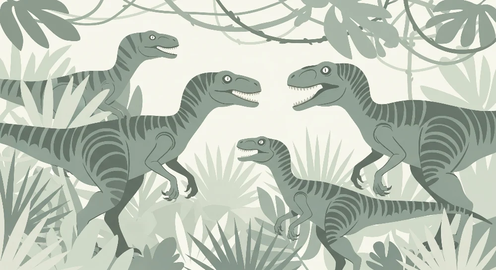 Lastenhuoneen tapetti | Hauska dinosaurus vihreässä viidakossa