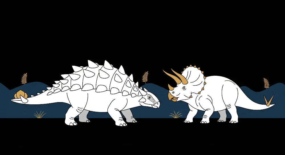 Lastenhuoneen tapetti | Hauskat dinosaurukset mustalla taustalla