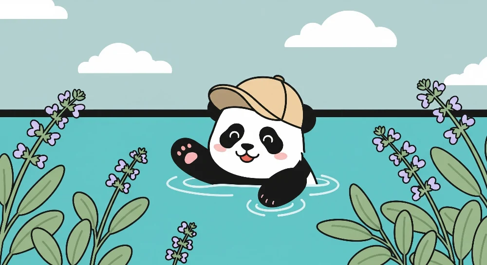 Lastenhuoneen tapetti | Iloinen panda vedessä