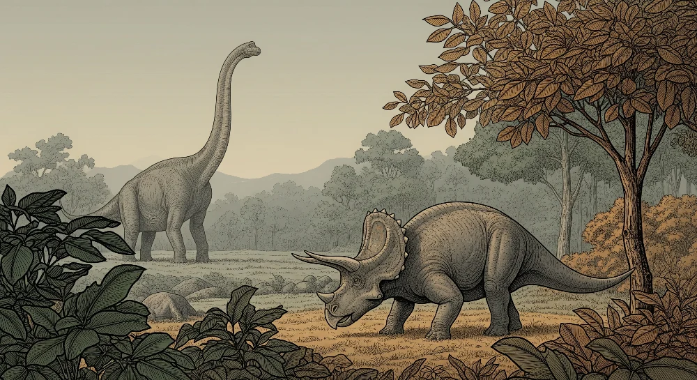 Lastenhuoneen tapetti | Kaksi dinosaurusta luonnon keskellä