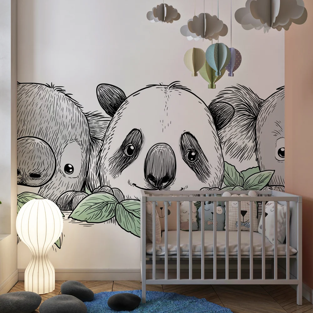 Lastenhuoneen tapetti | Karvaiset ystävät kaksi koalaa ja panda