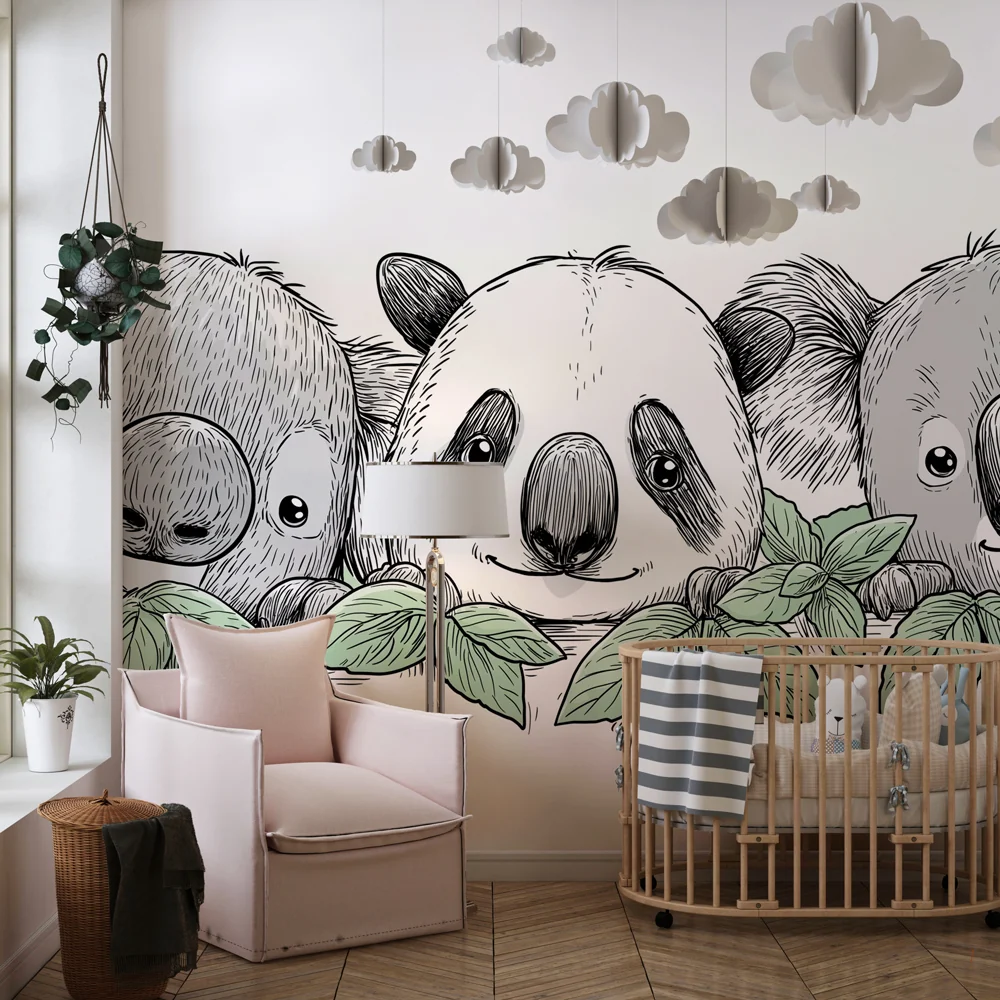 Lastenhuoneen tapetti | Karvaiset ystävät kaksi koalaa ja panda