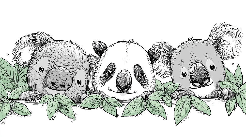 Lastenhuoneen tapetti | Karvaiset ystävät kaksi koalaa ja panda