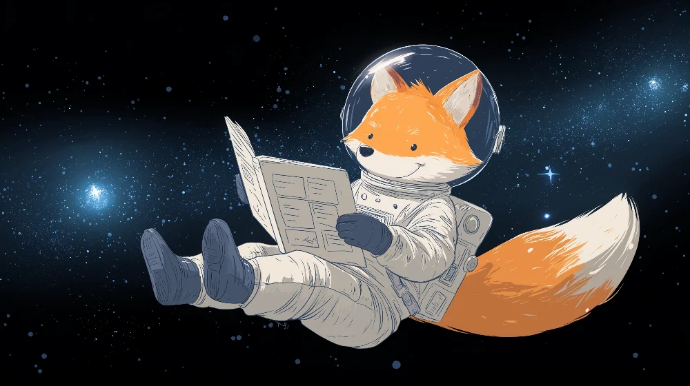 Lastenhuoneen tapetti | Kettu-astronautti kellumassa avaruudessa