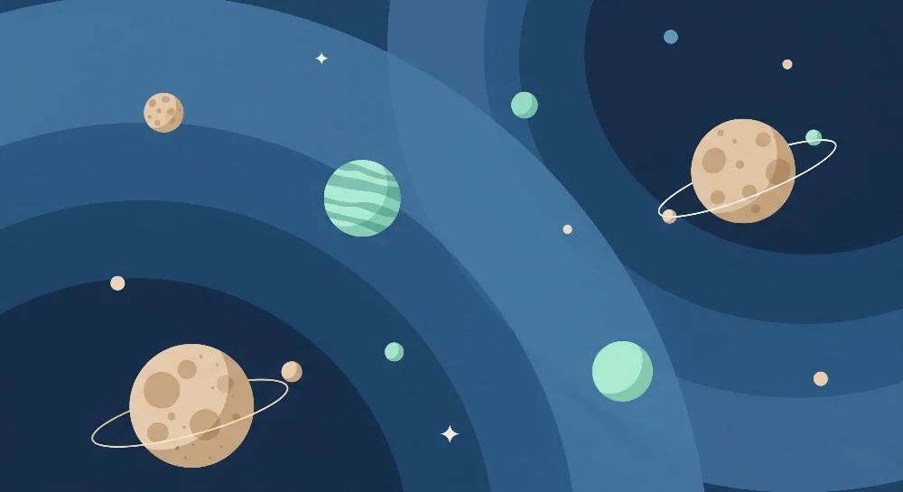 Lastenhuoneen tapetti | Kiehtova universumi ja värikkäät planeetat