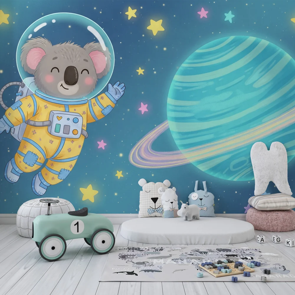 Lastenhuoneen tapetti | Koala astronautti ja kosmos