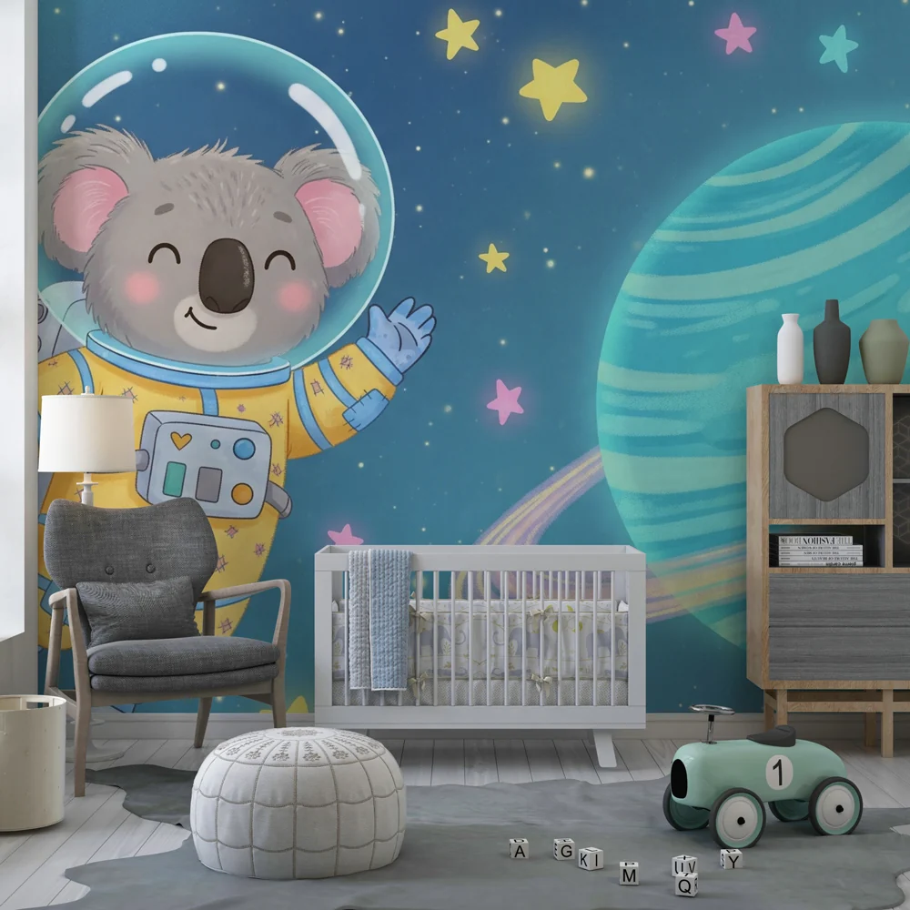 Lastenhuoneen tapetti | Koala astronautti ja kosmos