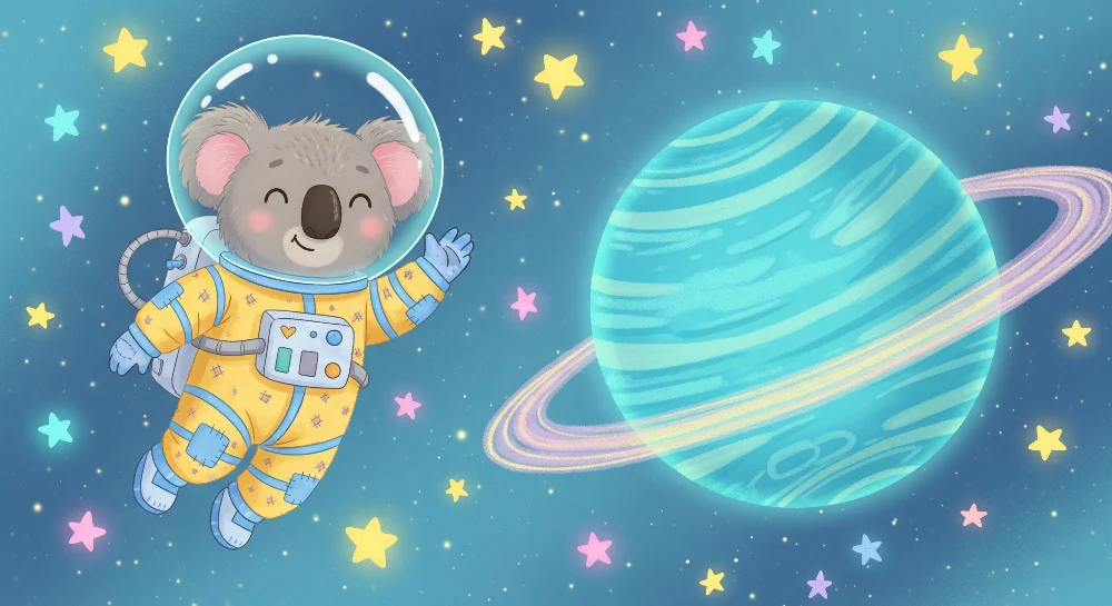 Lastenhuoneen tapetti | Koala astronautti ja kosmos