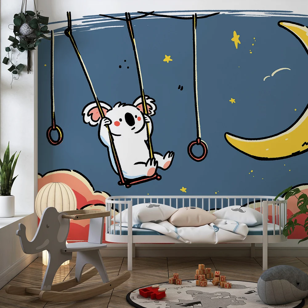 Lastenhuoneen tapetti | Koala keinussa kuun alla