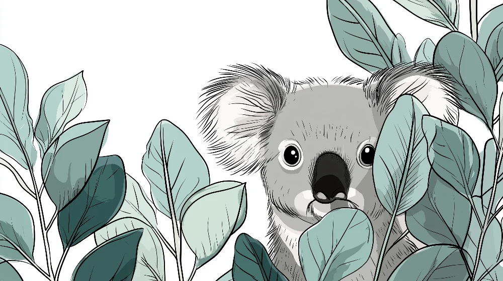 Lastenhuoneen tapetti | Söpö koala lehtien keskellä