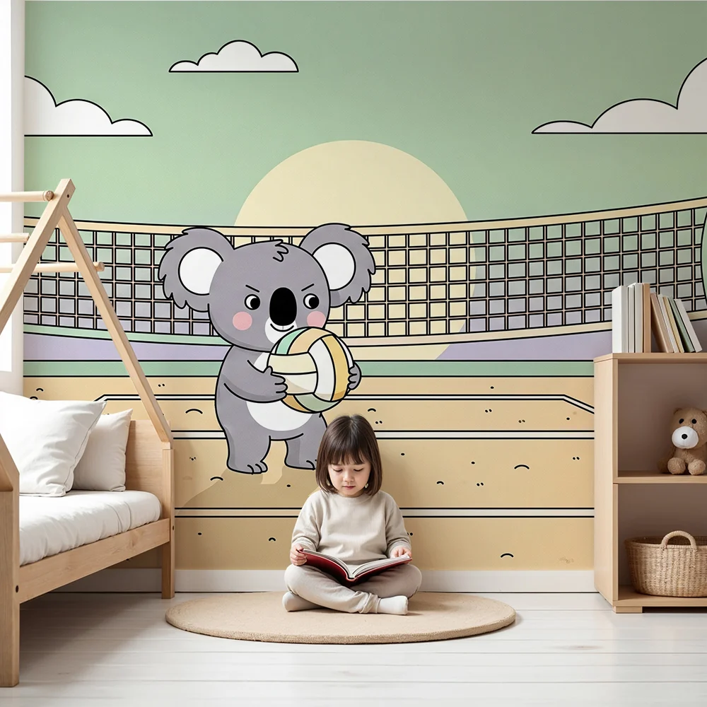 Lastenhuoneen tapetti | Koala lentopalloilija rannalla