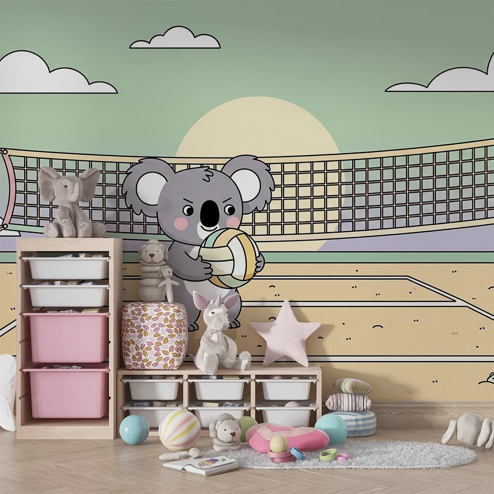 Lastenhuoneen tapetti | Koala lentopalloilija rannalla