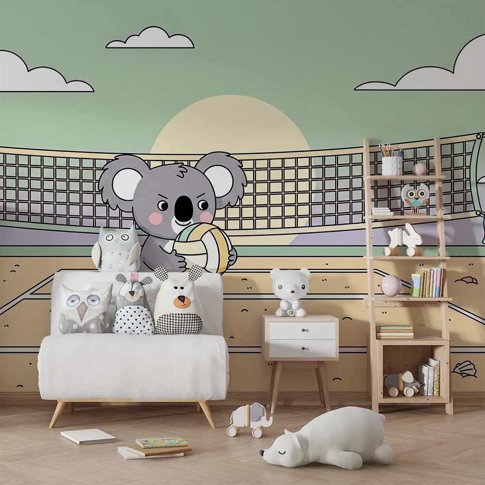 Lastenhuoneen tapetti | Koala lentopalloilija rannalla