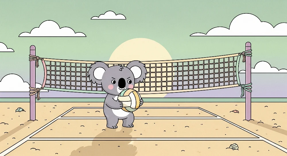 Lastenhuoneen tapetti | Koala lentopalloilija rannalla